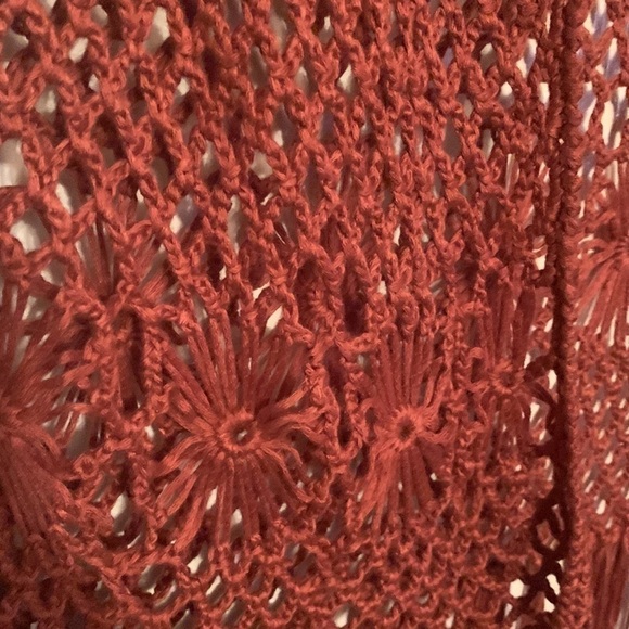 Embroidered Orange Vest with Fringe Size M #007 - Picture 2 of 5